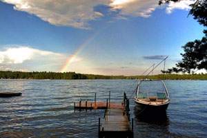 Rainbow over lake